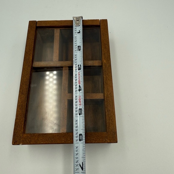 Vtg 1970's Wood Wall Display Case Shadowbox W/ Glass Slide Front 6” Tall - Picture 9 of 12